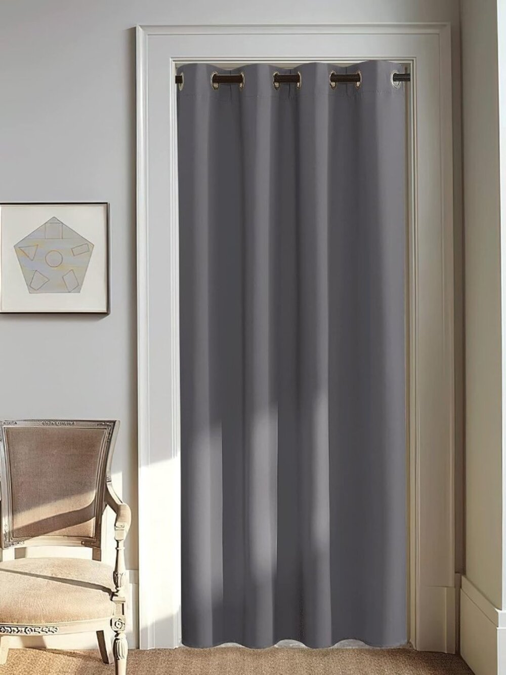 Blackout Doorway Curtain 80 inch Length - Grommet Room Darkening Thermal Insulat